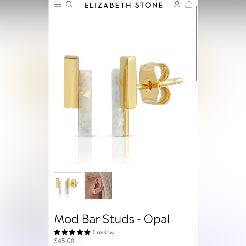 Elizabeth Stone - Mood Bar Opal Stud Earrings